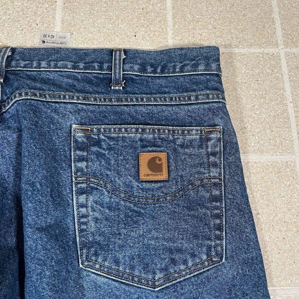 Carhartt Jeans 38x29 Mens 100% Cotton Tapered Leg B17DST Workwear - Picture 3 of 10